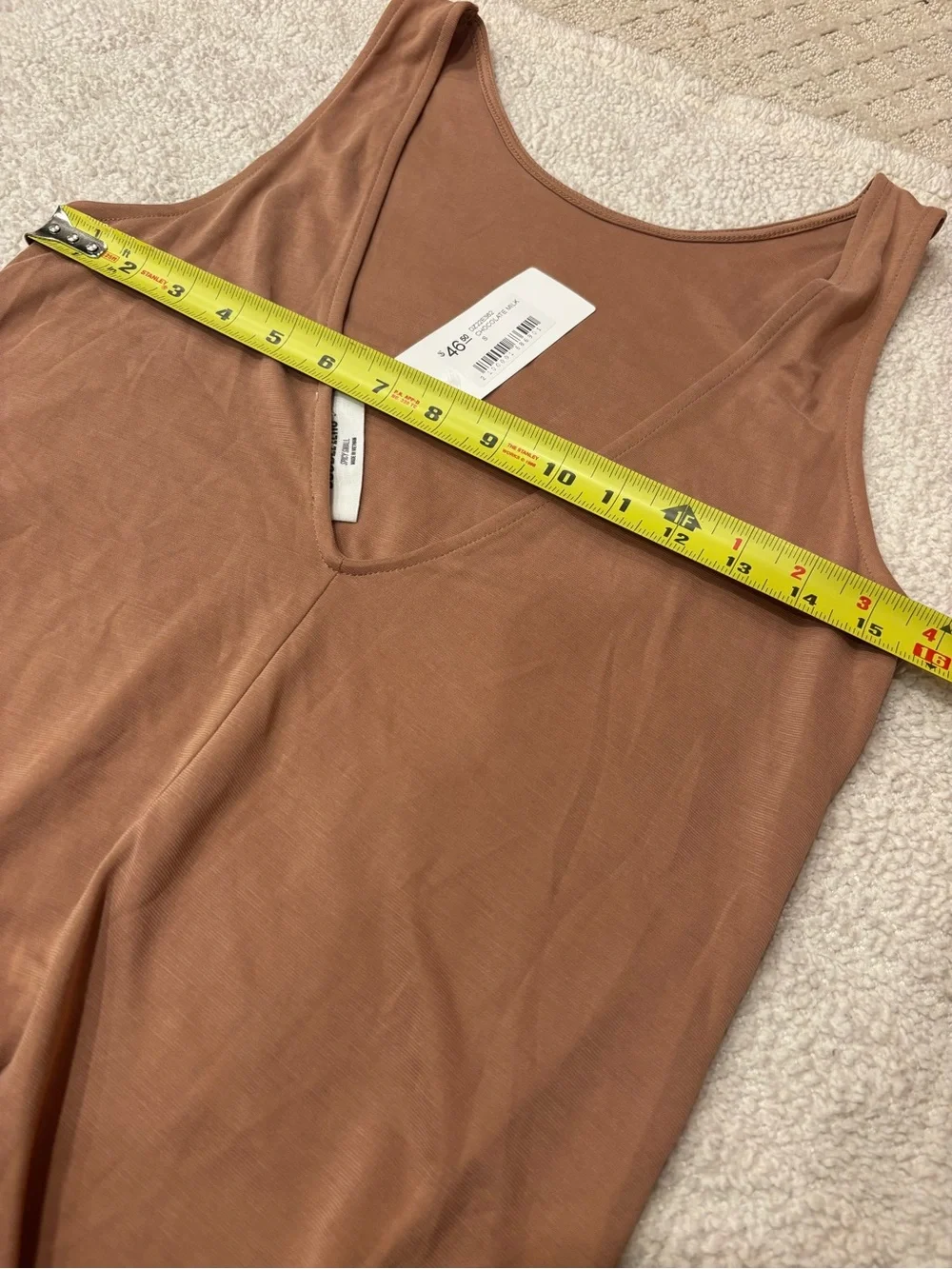 Double Zero Boutique Tan Deep V-Back Lightweight Maxi Dress NWT Women's Small